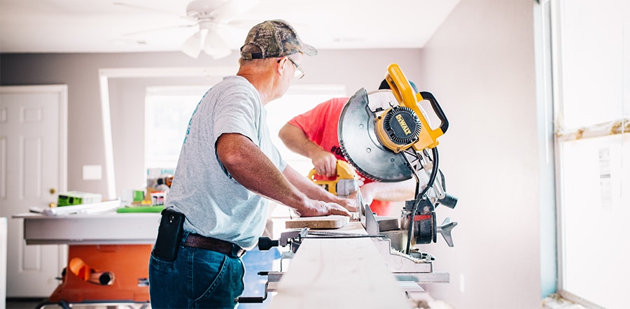 Carpenters renovating the house.