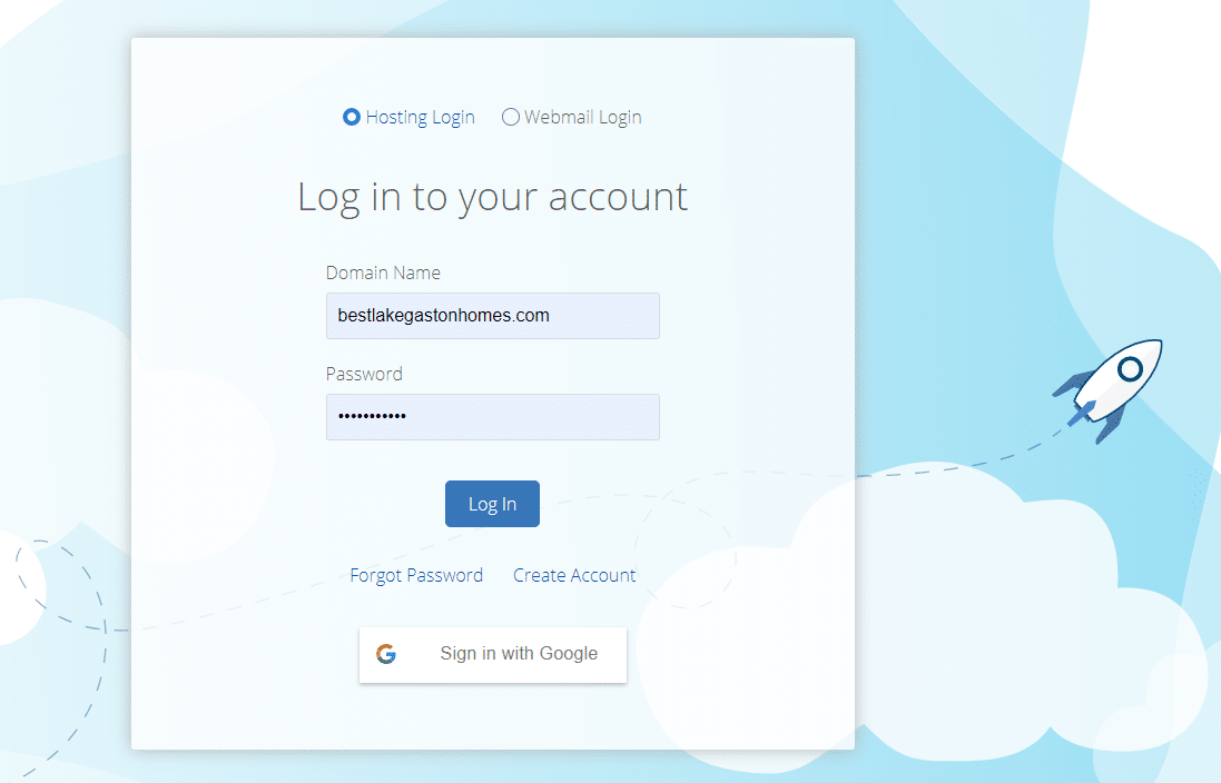 Bluehost login form