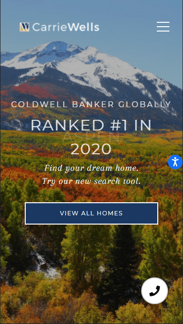 Carrie Well website in Mobile view