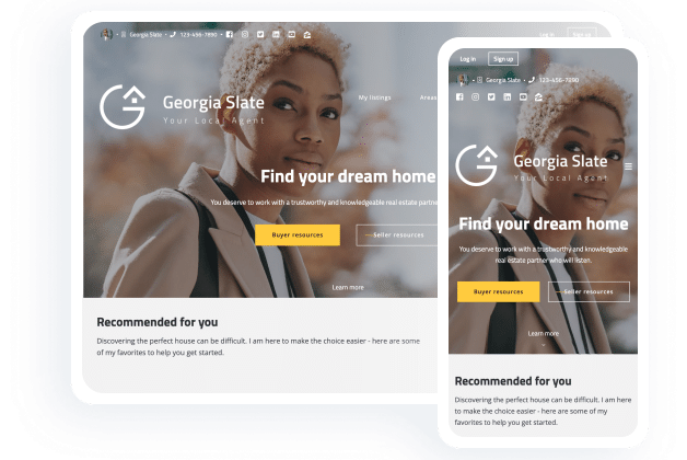 real estate agent website in desktop and mobile previews