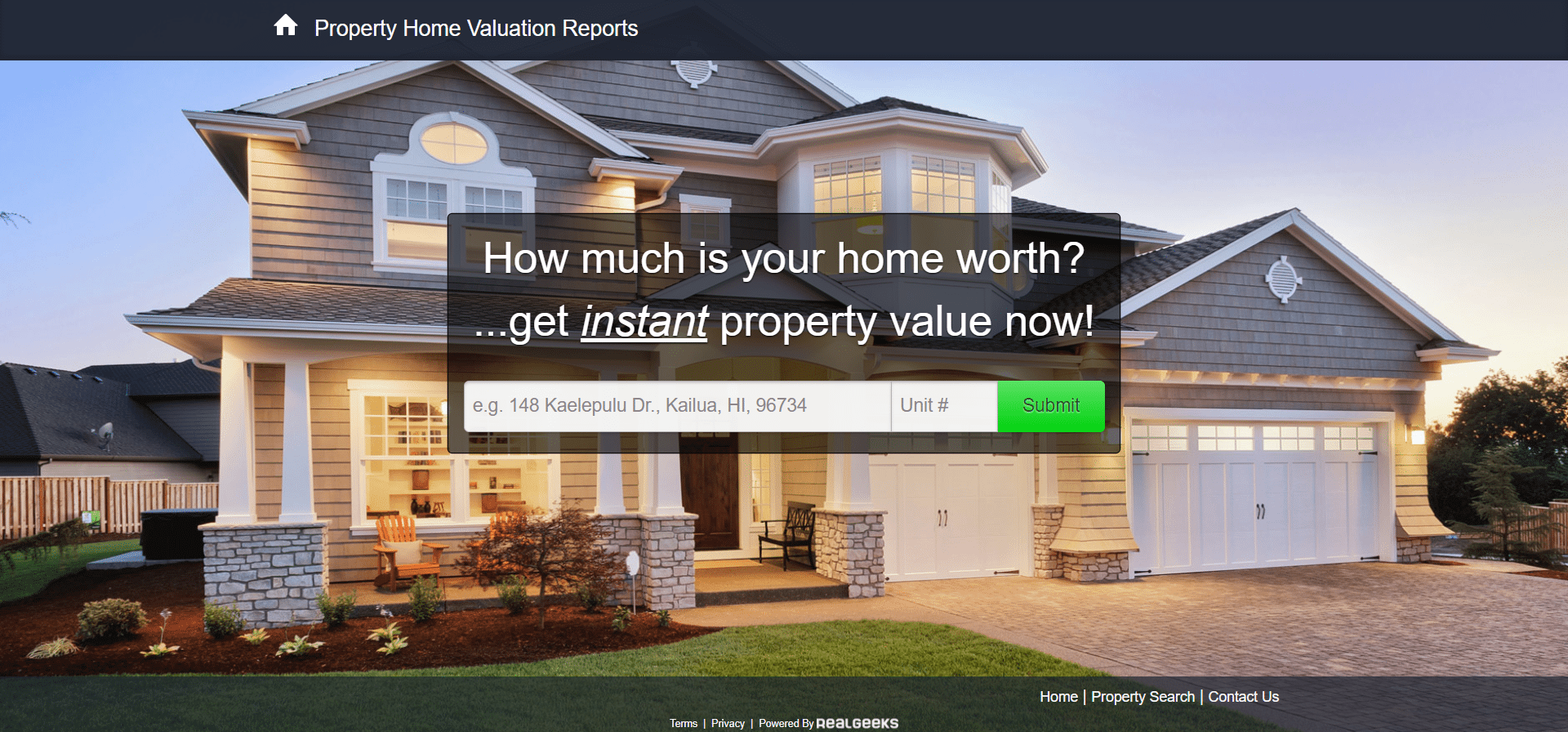 real estate landing page example