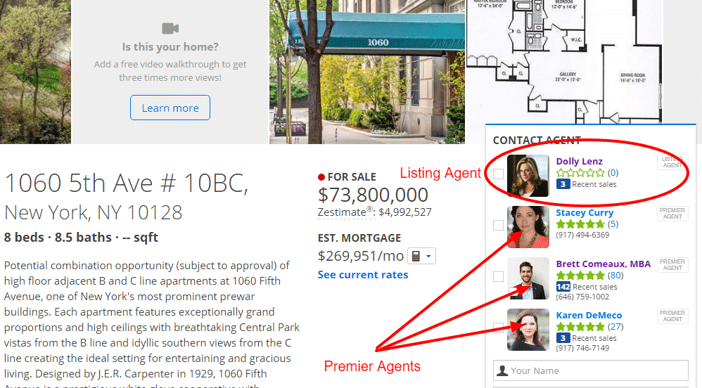 Zillow Leads - Listings agents and Premier agents